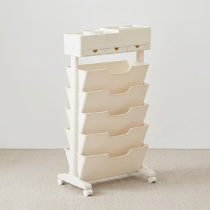 다용도 이동식 5단 책꽂이, 40.4X20.5X77.8cm, 화이트, 1개