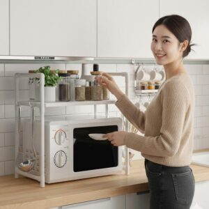 전자레인지 다용도 선반, 화이트, 1개