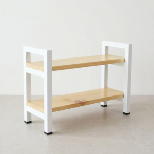 트리스토어 철제 원목 미니 선반, 블랙, 400x160x285mm, 2단, 1개